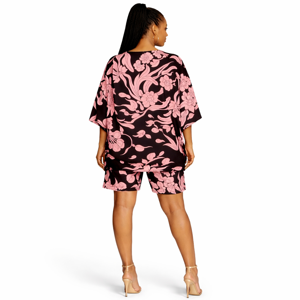 Blush Noir Floral Two Piece Lounge Set